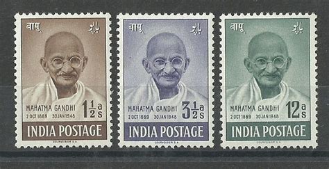 India Postage 1948 1 1/2a, 3 1/2a,12a Gandhi stamps Mahatma Gandhi, Ghandi, Indiana, Rare Stamps ...