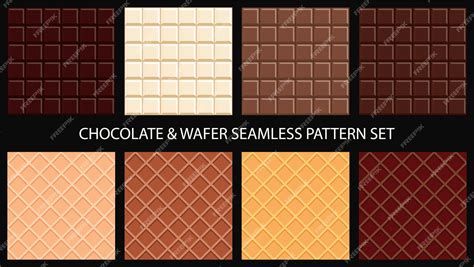 Premium Vector | Chocolate bar and wafer seamless pattern set