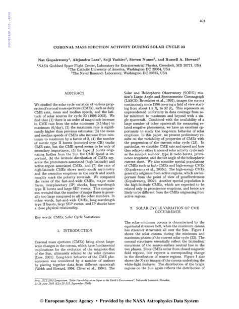 (PDF) Coronal mass ejection activity during solar cycle 23