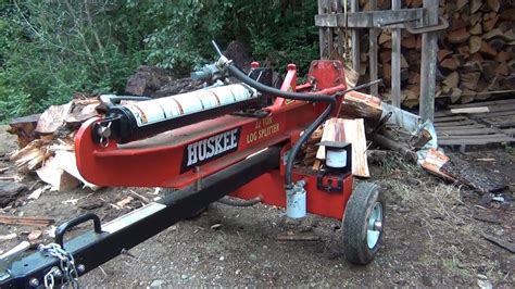 Huskee 22 ton log splitter review and use. - YouTube