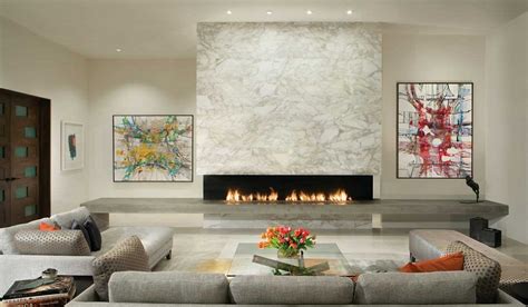 white marble tile fireplace heart and around design - Arad Branding