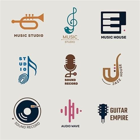 Editable flat music vector logo design set free download