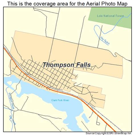 Aerial Photography Map of Thompson Falls, MT Montana