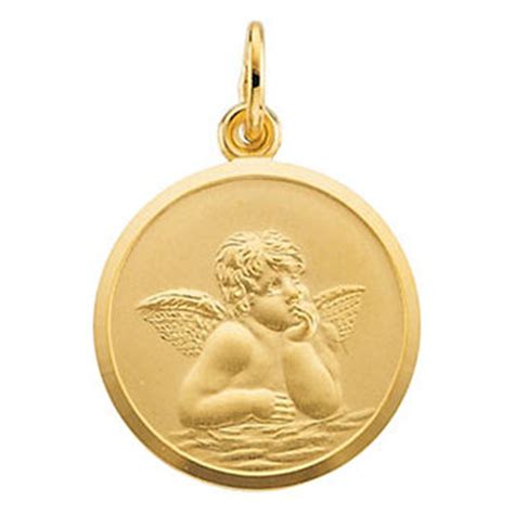 Angel Medal - 14K Yellow Gold 18mm | Guardian angel necklace, Angel pendant, Men's jewelry store