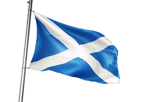 Scotland Scottish Flag Waving Isolated On White Background Realistic 3d Illustration Stock Photo ...