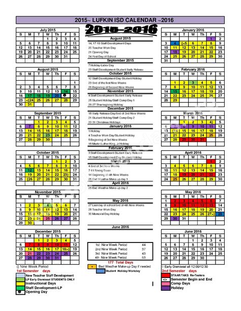 Anderson Elementary School Calendars – Lufkin, TX