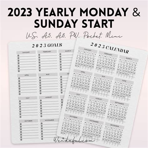 Free Printable 2023 Year at a Glance Planner Inserts | Wendaful ...