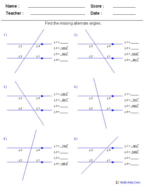 Geometry Worksheets | Angles Worksheets