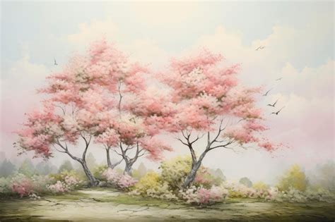 Premium AI Image | Spring tree garden painting