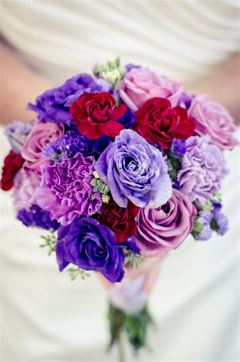 Purple and red wedding bouquet. Florals by- Angelaaustinfloraldesign.com Photo credit- Sherri ...