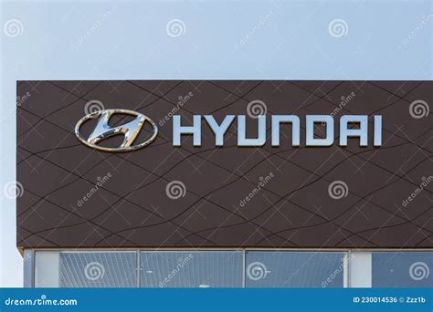 Hyundai Logo on Car Dealership Building - Hyundai is a South Korean ...