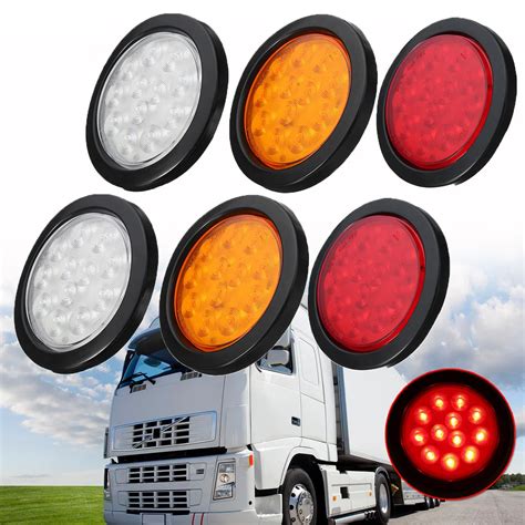 2 pcs Led Trailer Round Rear Tail Lights For Trailers For Trucks Warning Lights Brake Stop ...