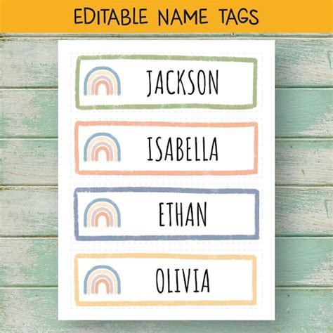 Editable Name Tags Classroom Name Tag Printable Boho Name - Etsy Canada