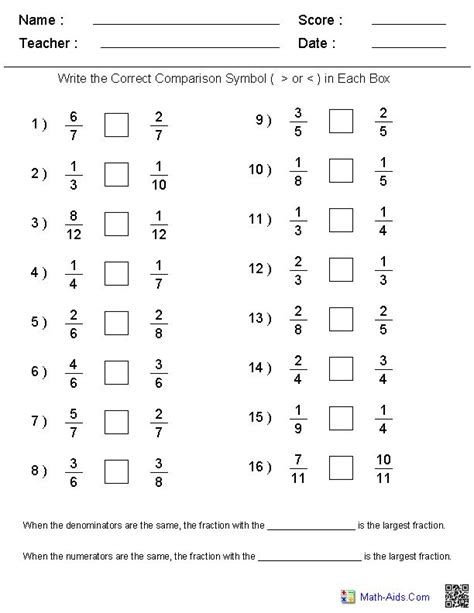 Numerator And Denominator Fractions