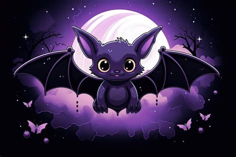 Premium AI Image | cute bat simple halloween purple and black generative ai