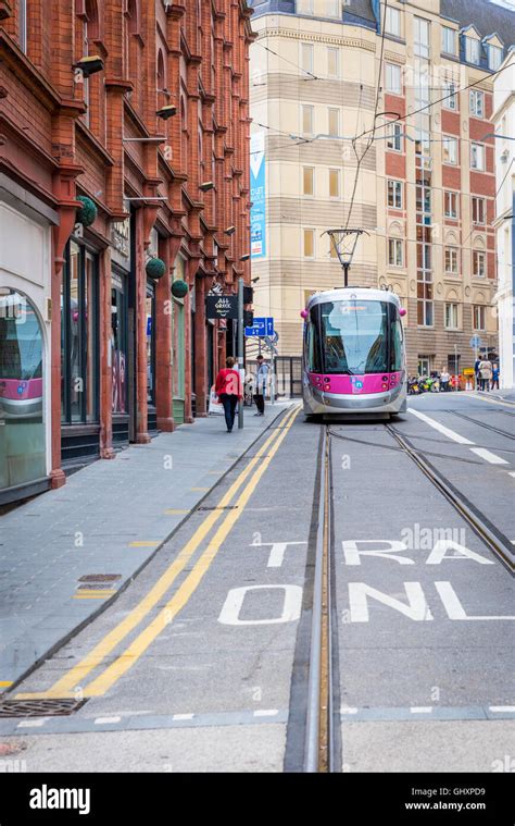 A Tram in birmingham UK Stock Photo - Alamy