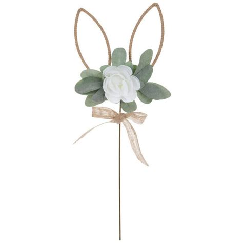 Wire 18 Easter Bunny Ears and Flower Pick Easter Centerpiece Accent ...