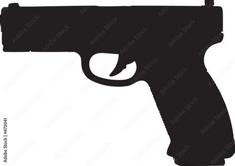 9mm semi-automatic gun clip art with clipping path Stock Illustration ...