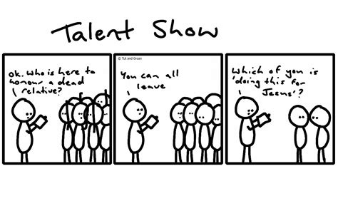 Talent Show | A Tut and Groan Three Panel Cartoon | Comic Strip