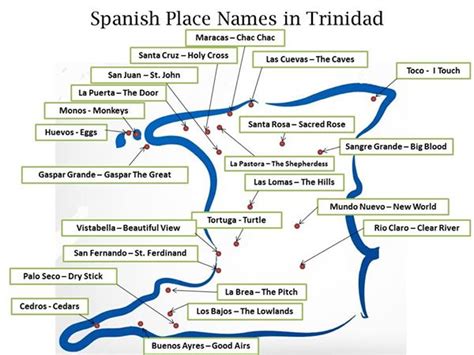 Map of Spanish Place Names in Trinidad