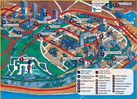 Quebec City attractions map - Quebec attractions map (Quebec - Canada)