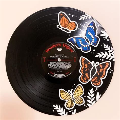 Butterfly Painted Record - Hand painted vinyl records/wall decor/painted record/custom wall art ...