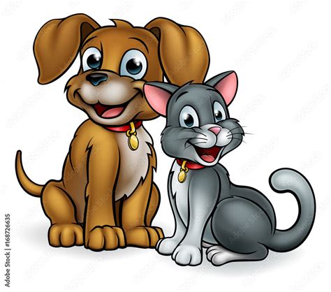 Cartoon Cat and Dog Pets Stock Vector | Adobe Stock