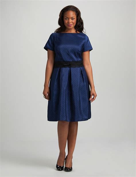 14W Dressbarn Blue Plus Size Lace Trim Polka Dot Dress on Storenvy