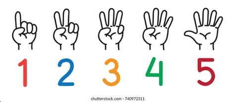 Hands Fingersicon Set Counting Education Stock Vector (Royalty Free ...