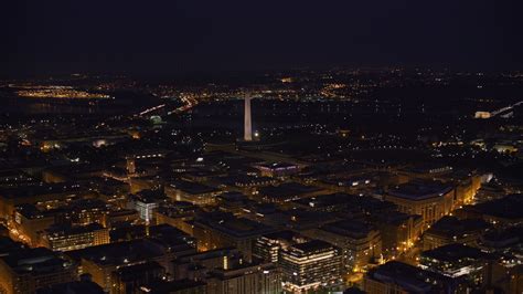 Washington, D.C. circa-2017, Aerial view of city with Washington ...