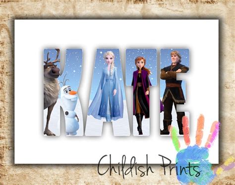 Personalised FROZEN character name art gift idea printable | Etsy