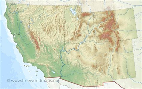 Southwestern US Physical Map