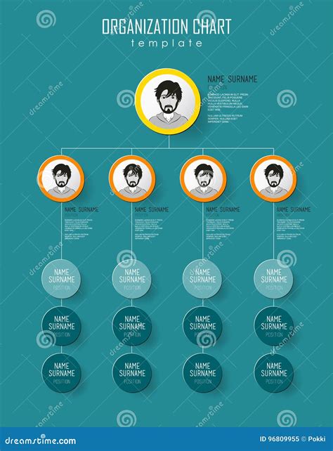 Organization Chart Template with Colorful Circles Stock Vector ...