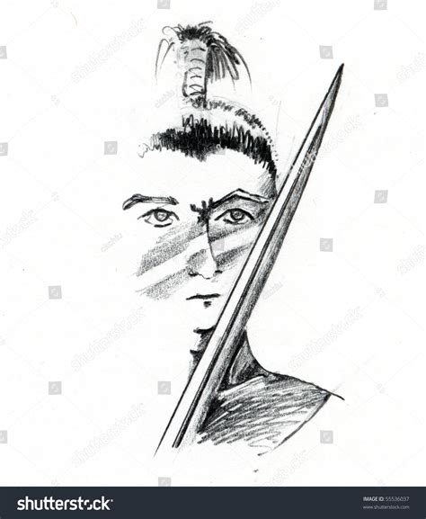 Sketch Of Samurai And His Sword Stock Photo 55536037 : Shutterstock