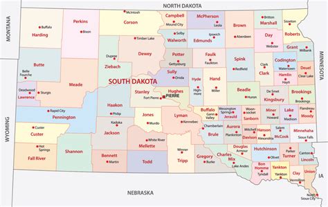 South Dakota Counties Map | Mappr