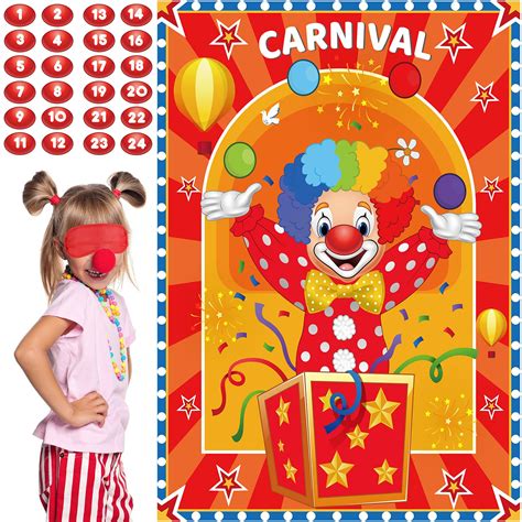 Buy Carnival Circus Theme Party Games Pin The Nose On The Clown Game ...