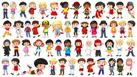 Set of multicultural kids character 594941 Vector Art at Vecteezy