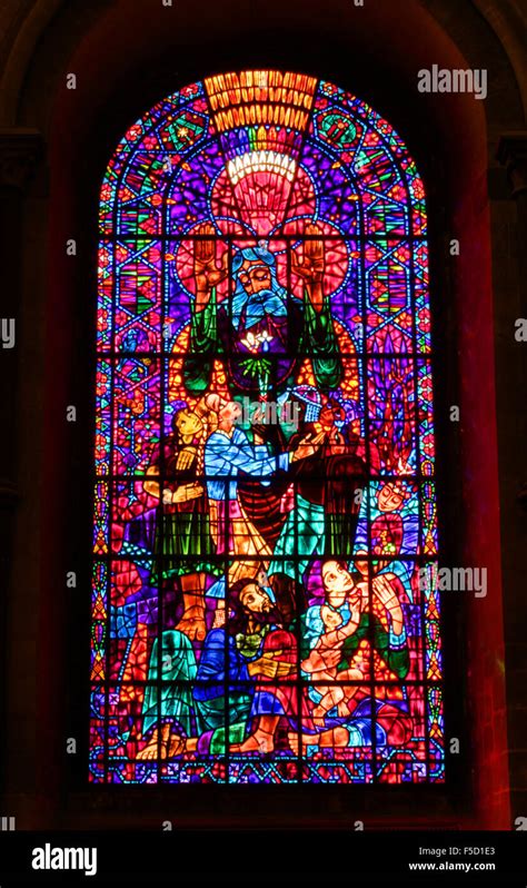 Modern stained glass window, Canterbury Cathedral Stock Photo: 89411675 ...