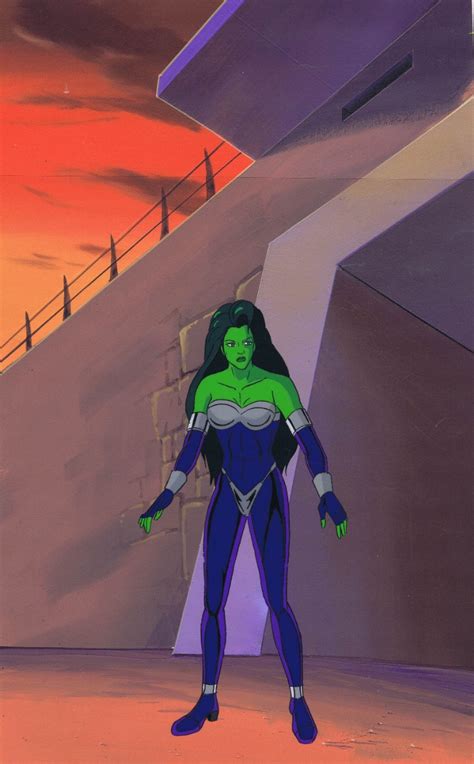 Incredible Hulk Animation Cell with Production Background She-Hulk Large 10 by 17 inch, in ...