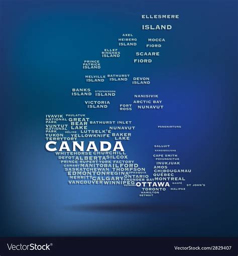 Canada map made with name of cities Royalty Free Vector