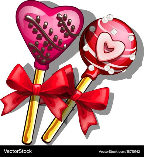 Lollipops on stick with hearts for valentines day Vector Image