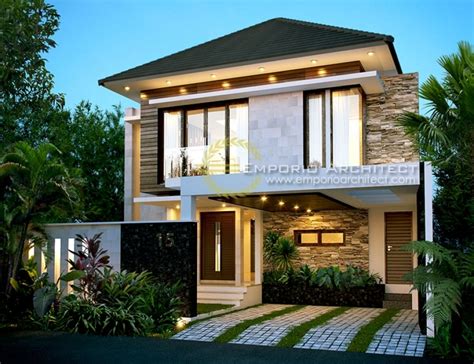 Desain Rumah 2 Lantai Style Modern Tropis