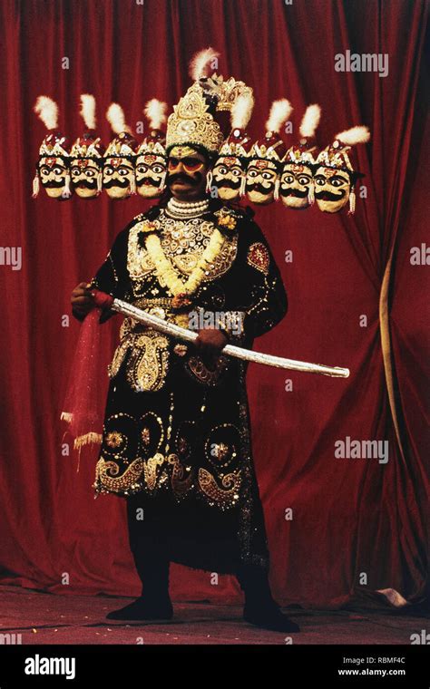 Man wearing ten faces of ravana costume during Ramayan, India, Asia Stock Photo - Alamy