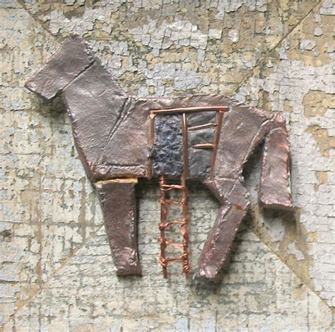 Horse Art Trojan Horse Animal Art Original Mixed Media Assemblage ...