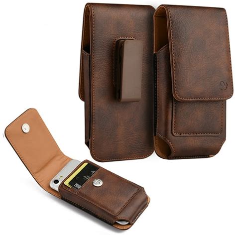 6.5-inch Vertical Brown PU Leather Universal Cell Phone Holster Pouch ...