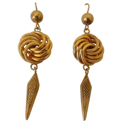 Antique 15K Gold Drop Earrings at 1stDibs