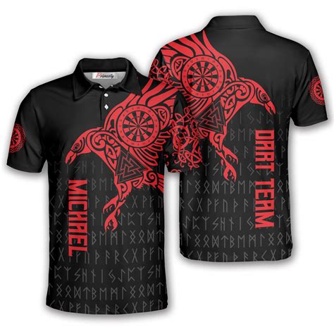 Raven of Odin Red Black Custom Darts Shirts for Men - Primesty