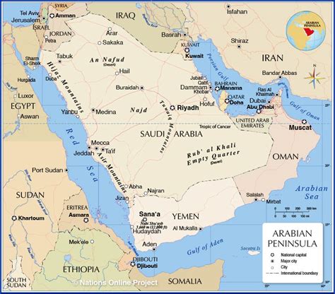 Political Map of the Arabian Peninsula - Nations Online Project