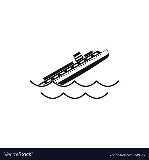 Sinking ship icon simple style Royalty Free Vector Image