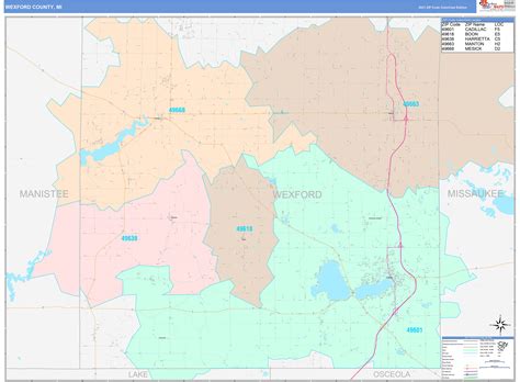 Wexford County, MI Wall Map Color Cast Style by MarketMAPS - MapSales.com